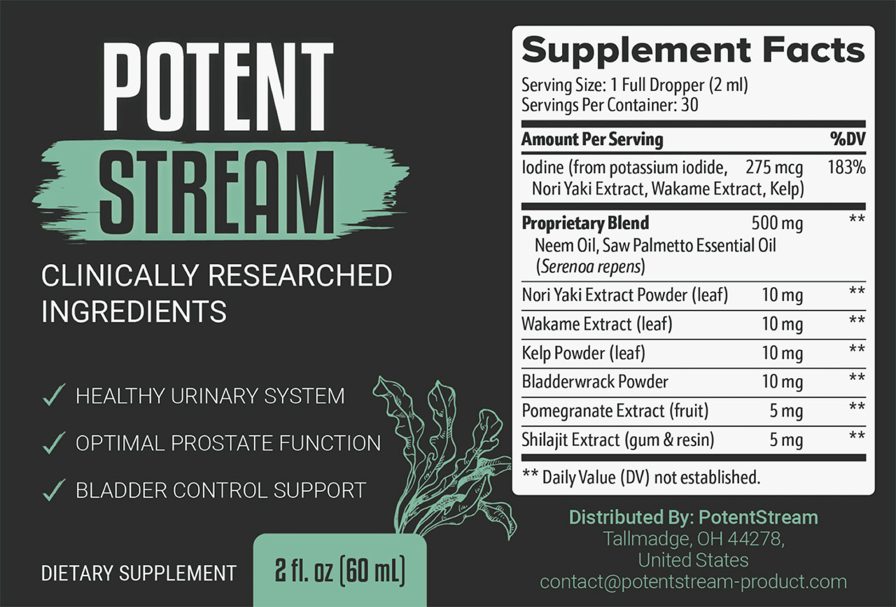 Potent-Stream-supplement-facts-label